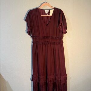 Bohme Maroon Midi Dress